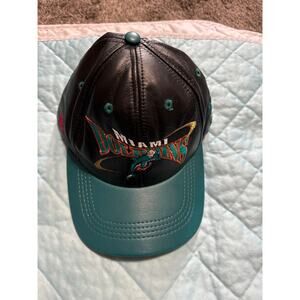 BT Vintage Miami Dolphins Hat Mens Black Leather Snapback USA‎ NFL Adult Cap
